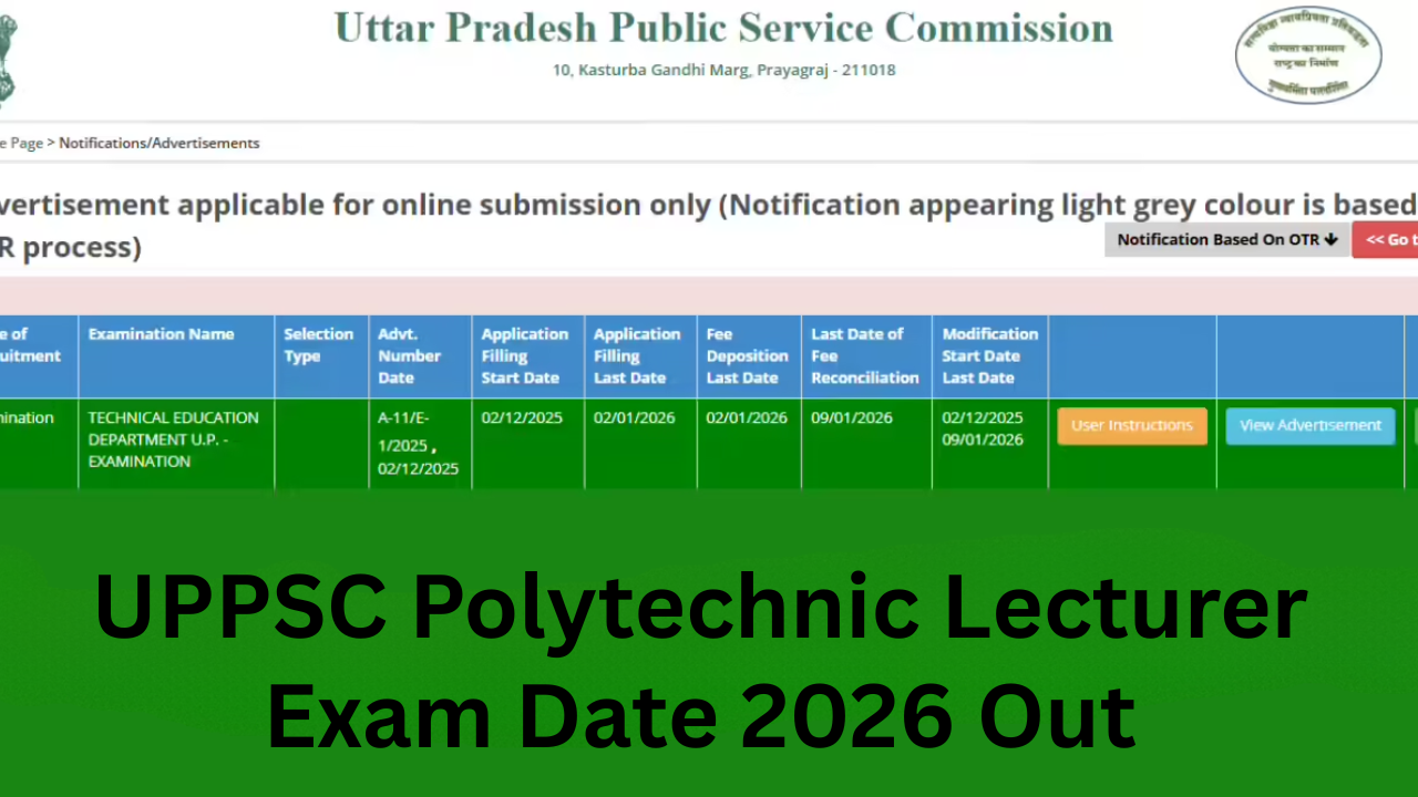 UPPSC Polytechnic Lecturer Exam Date 2026